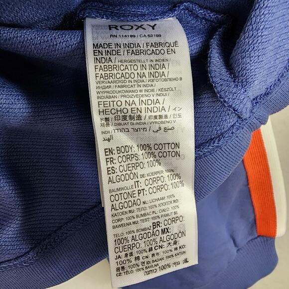 NWT Roxy Bright Lights Crewneck Sweatshirt Large Marlin Cotton Terry Striped - Picture 12 of 13